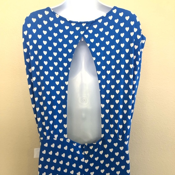 FREE PEOPLE
Lakeside Hearts Print Cutout Rushed Midi Dress In Blue Size XL - Picture 9 of 14